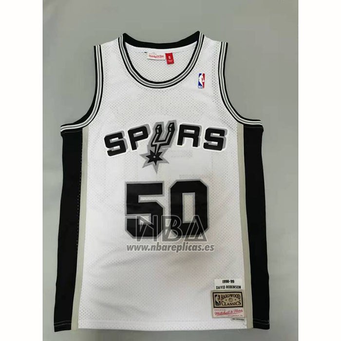 Camiseta San Antonio Spurs David Robinson NO 50 Mitchell & Ness 1998-99 Blanco